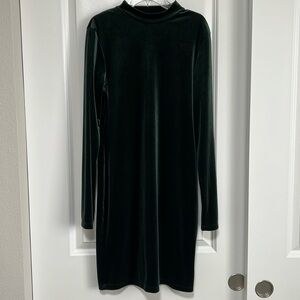 Velvet Dress Mini Long Sleeve Party Green